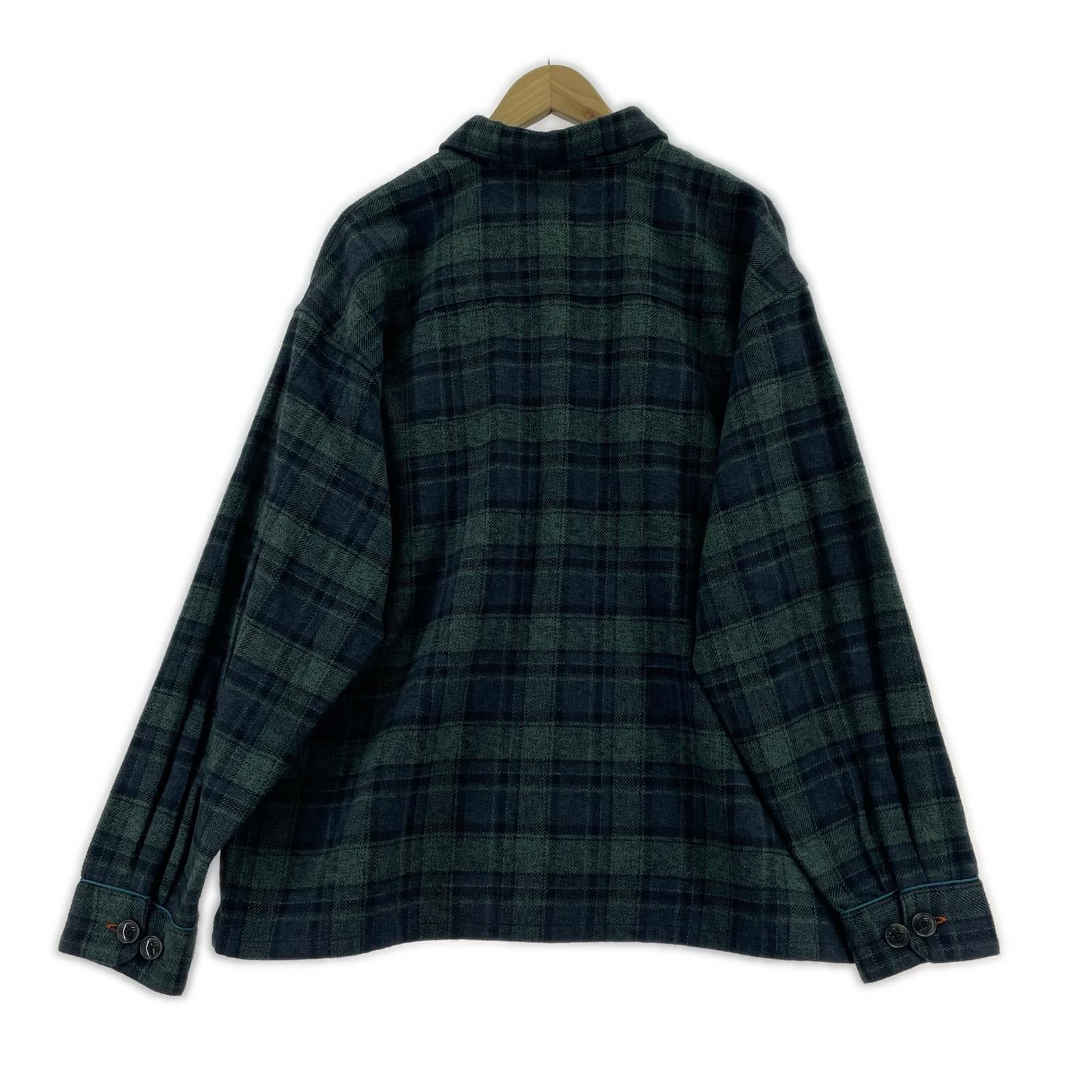 長袖シャツ ネルシャツ L グリーン