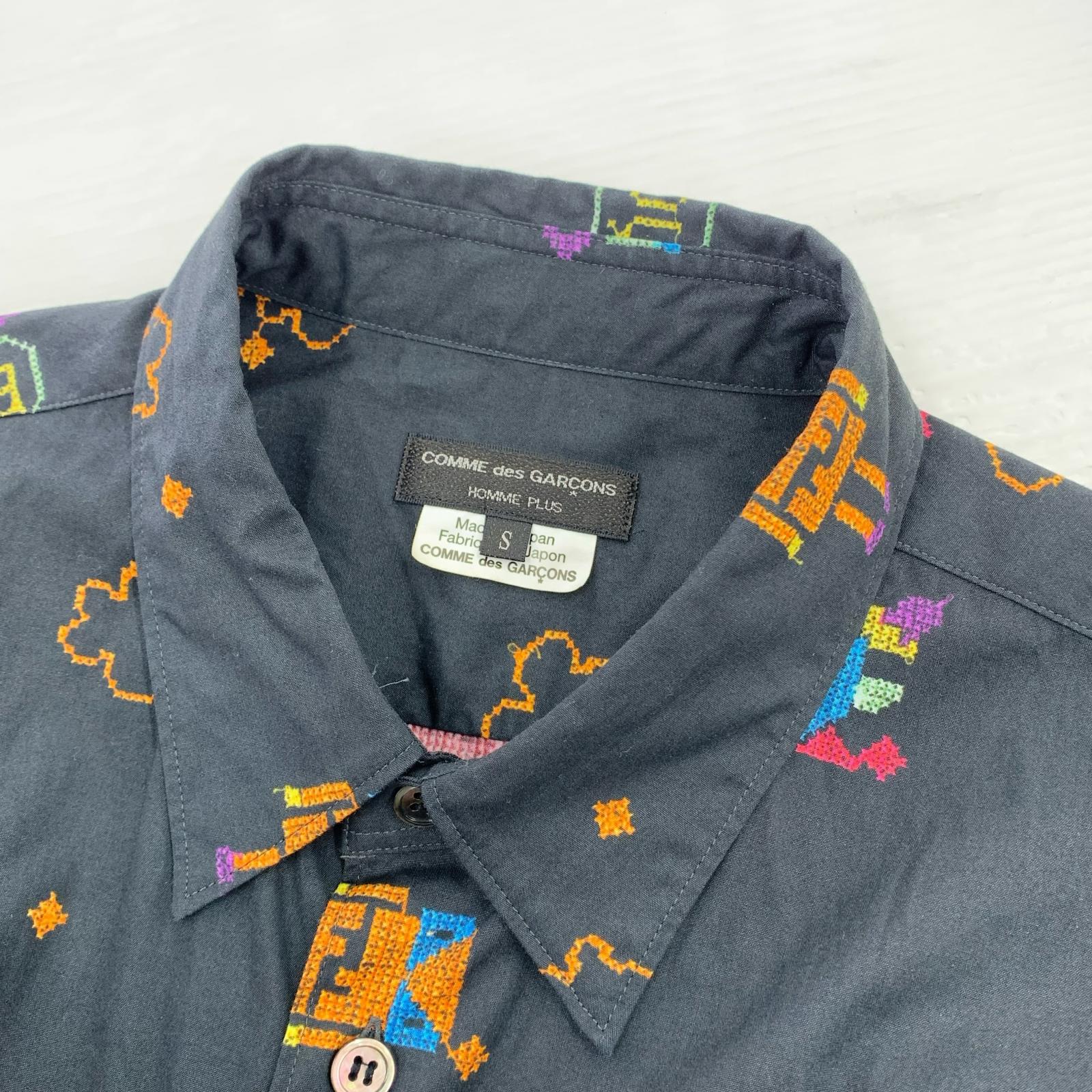 長袖シャツ COMME des GARCONS HOMME PLUS 24ss 刺繍プリント ロングシャツ S ブラック S ブラック