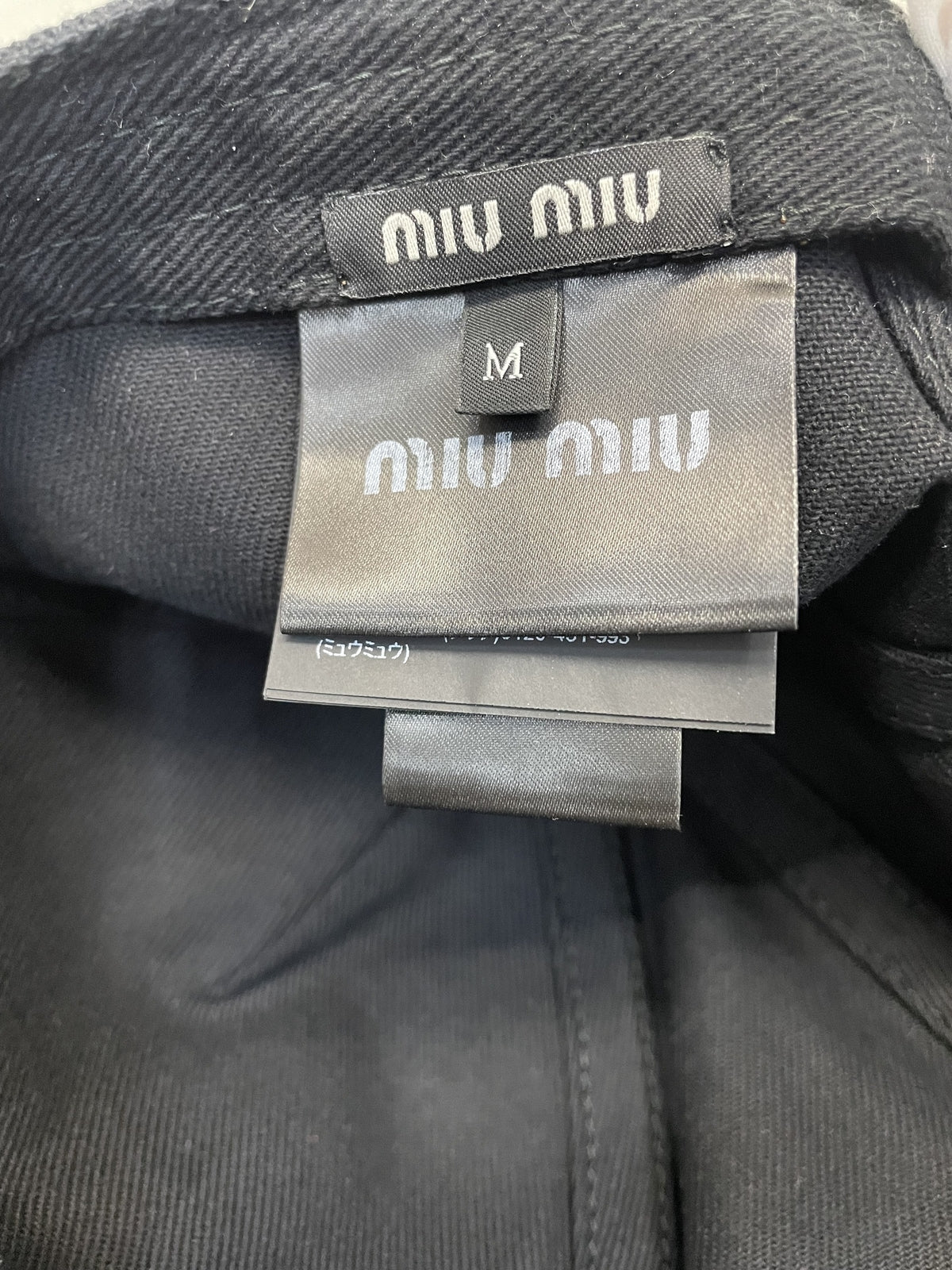 miumiu ブラックドリル ベースボールキャップ Mサイズ 黒