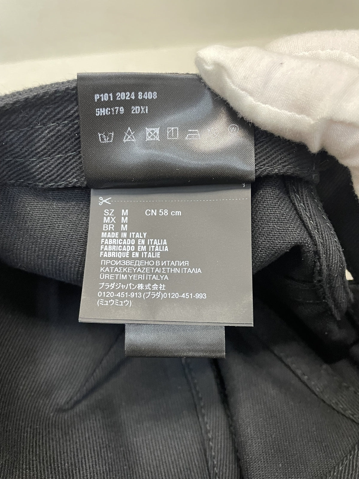 miumiu ブラックドリル ベースボールキャップ Mサイズ 黒