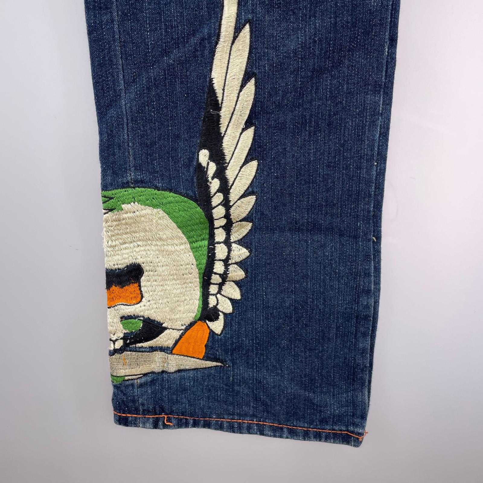 デニムパンツ タトゥー 刺繍 2008 32 ネイビー
