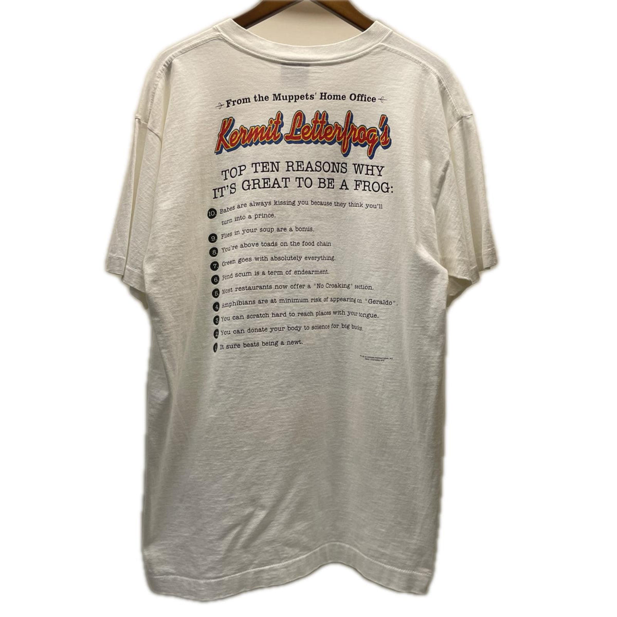 半袖Tシャツ 90s TOO LATE with Kermit Letterfrog パロディTシャツChange'sタグ LL ホワイト