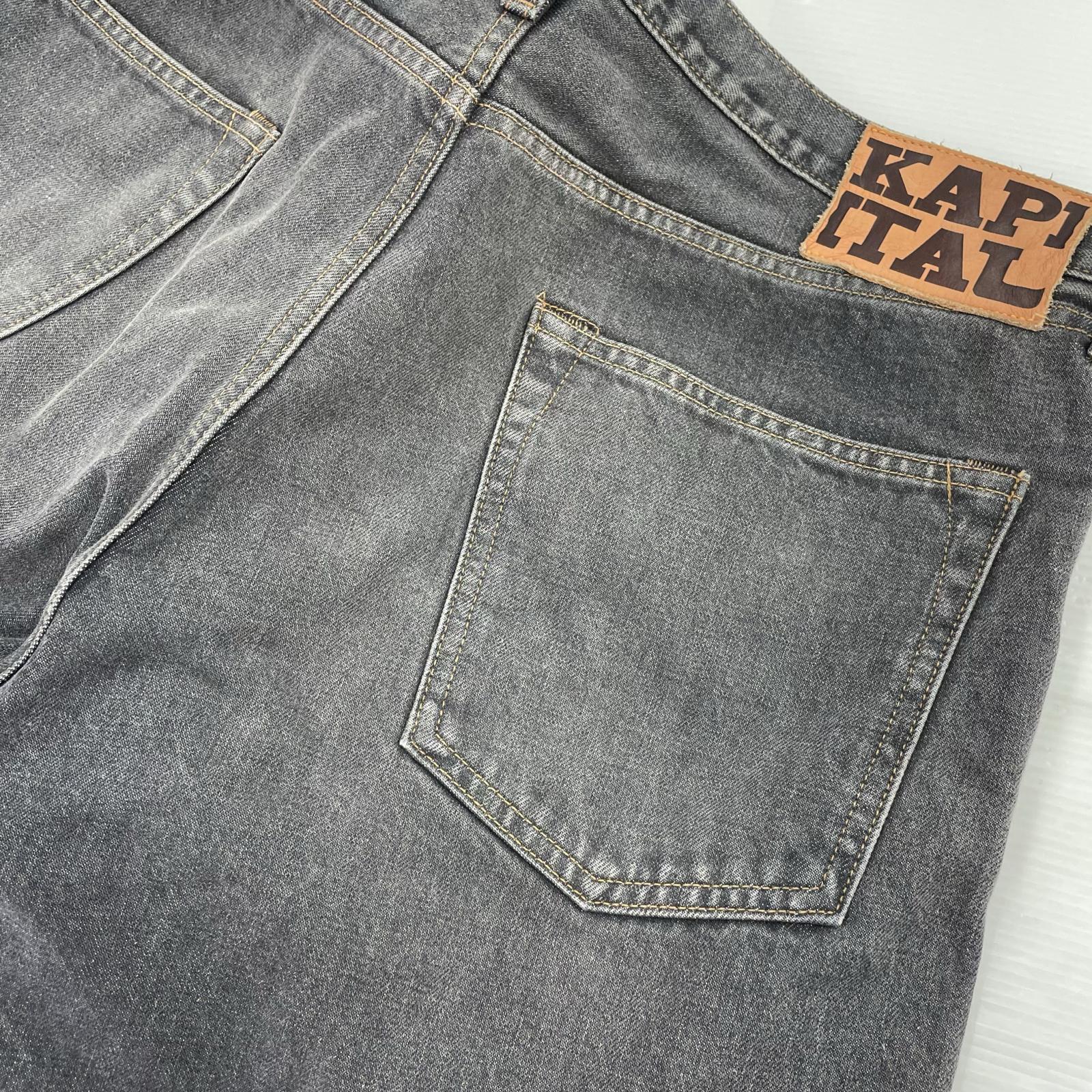 デニムパンツ KAPITAL 14ozブラックデニム 5P モンキーCISCO スタッズリメイク 38 38 ブラック