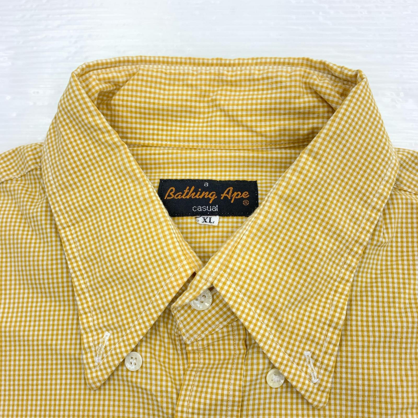 長袖シャツ A BATHING APE ギンガムチェック S/Sシャツ 黄 (XL) イエロー