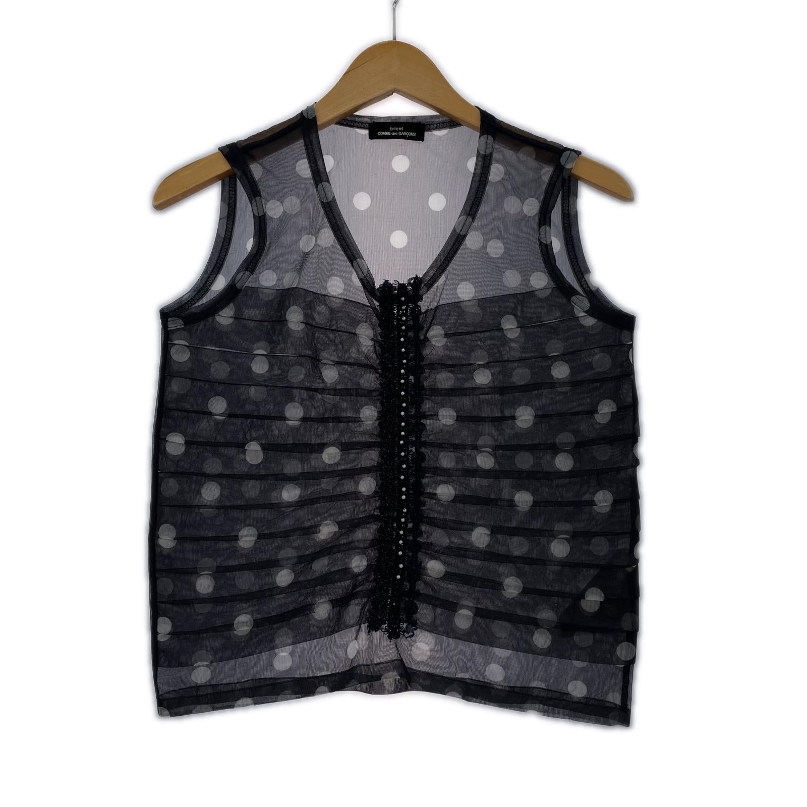 長袖シャツ Tricot COMME des GARCONS ドットシアーベスト 黒 ブラック