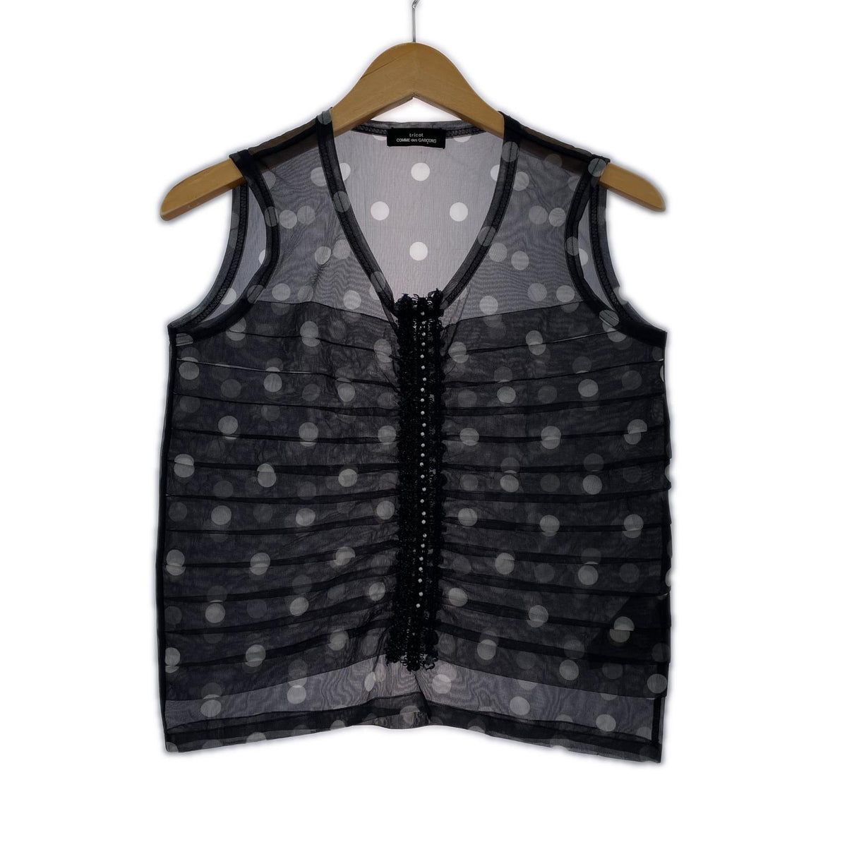 長袖シャツ Tricot COMME des GARCONS ドットシアーベスト 黒 ブラック