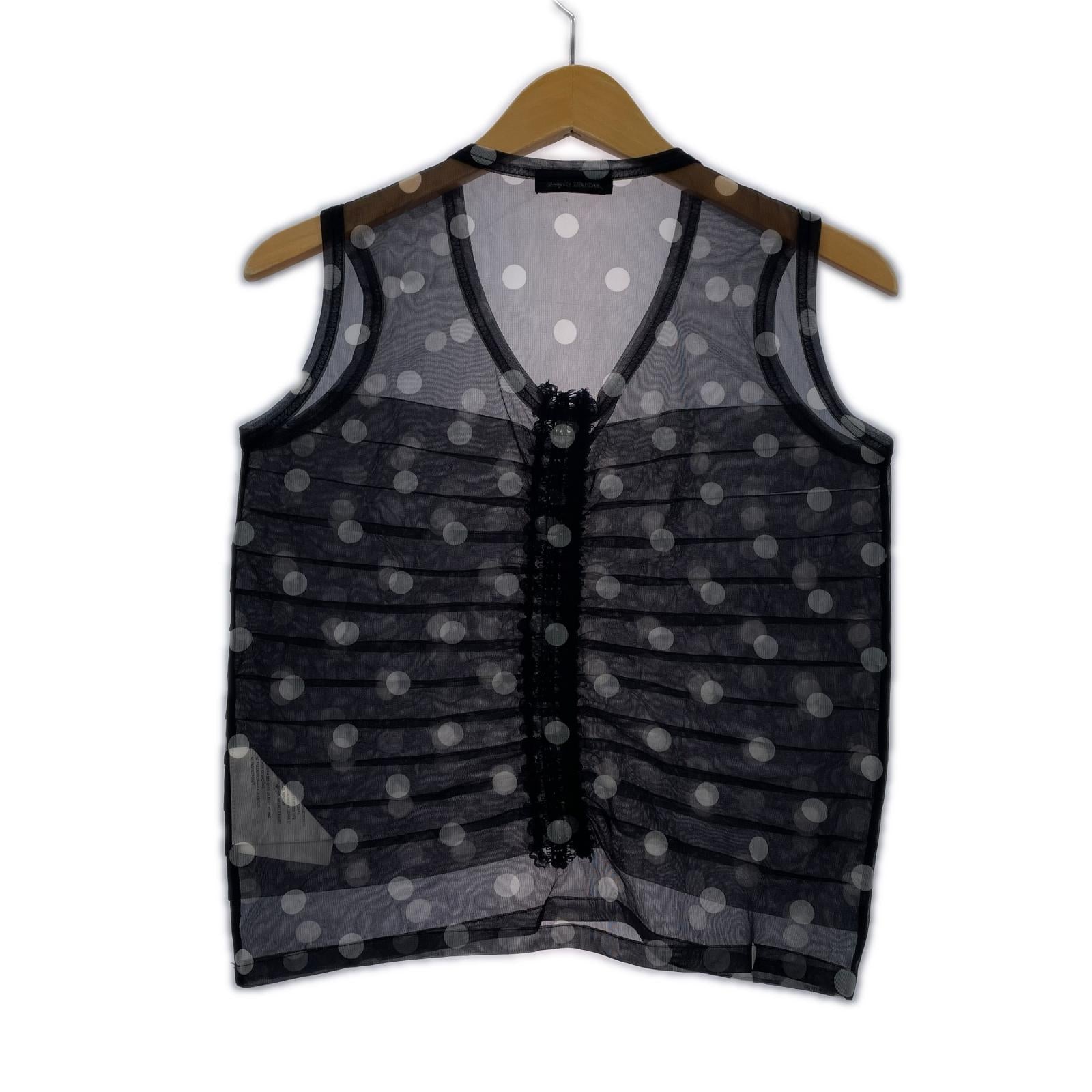長袖シャツ Tricot COMME des GARCONS ドットシアーベスト 黒 ブラック