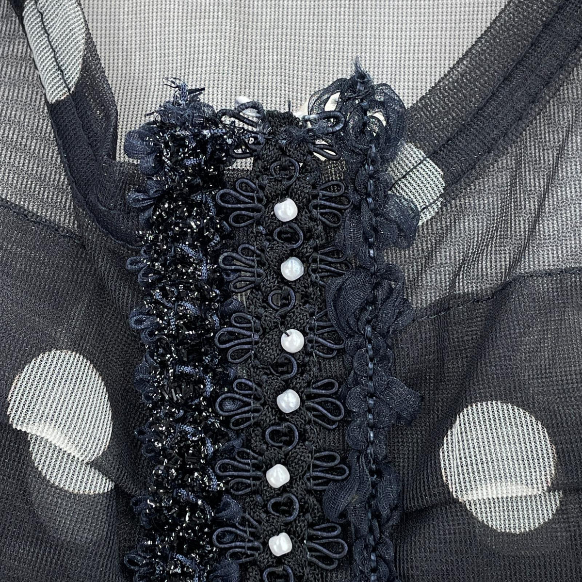 長袖シャツ Tricot COMME des GARCONS ドットシアーベスト 黒 ブラック