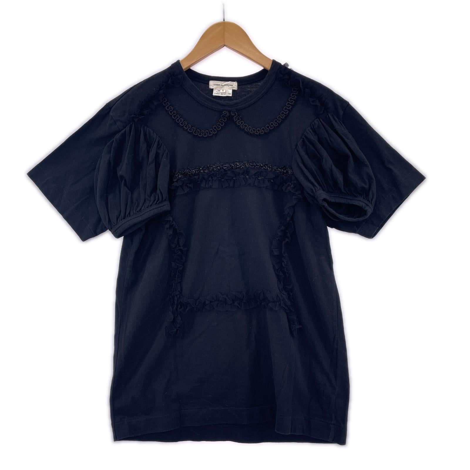 半袖Tシャツ COMME des GARCONS フリルカットソー 黒 GR-T028 (S) S ブラック