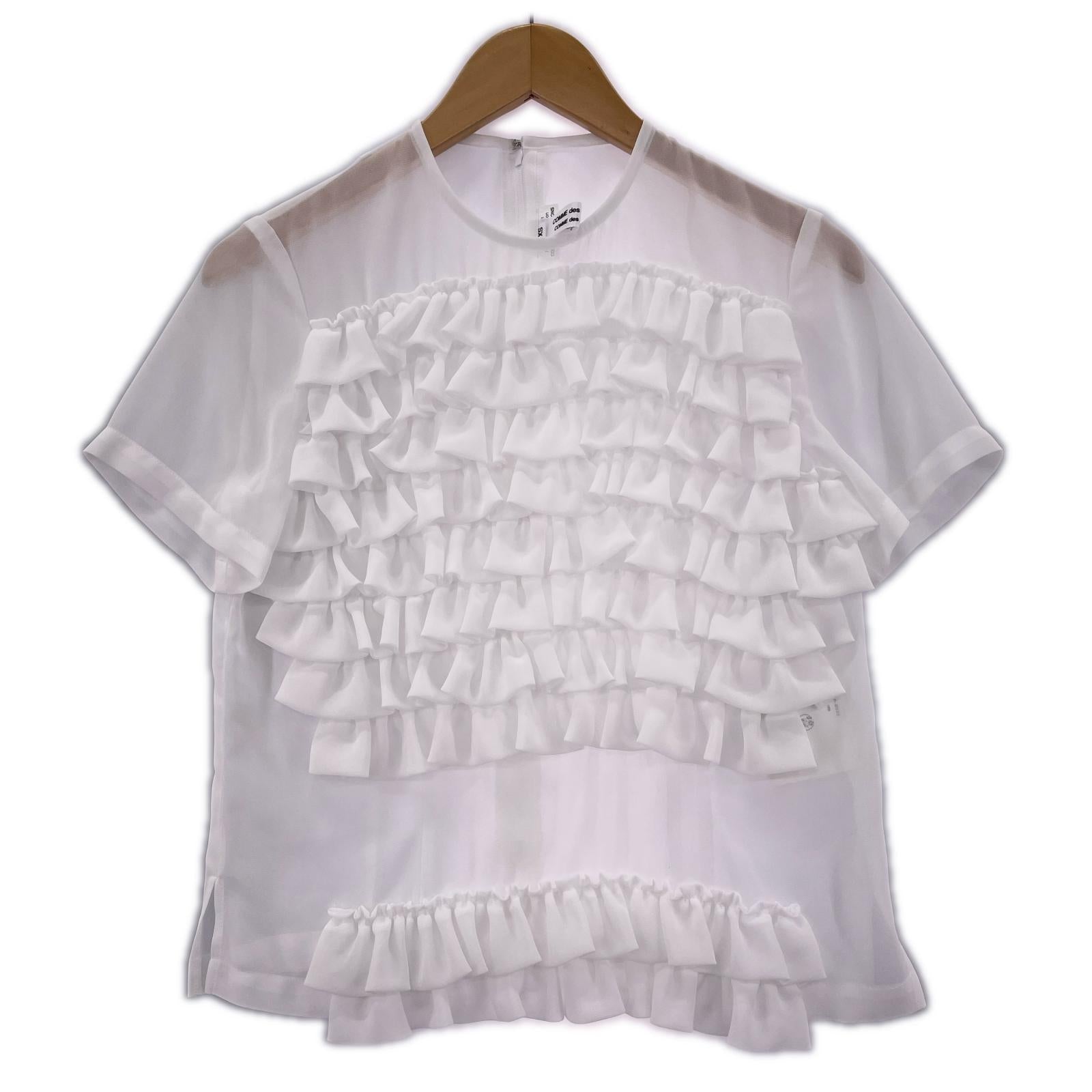 その他トップス COMME des GARCONS COMME des GARCONS シアーフリルブラウス 白 (XS) ホワイト