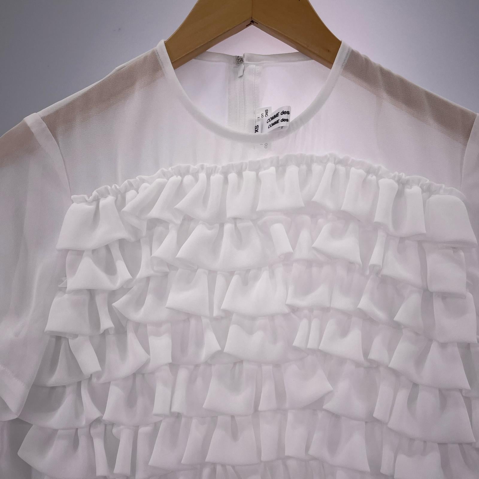 その他トップス COMME des GARCONS COMME des GARCONS シアーフリルブラウス 白 (XS) ホワイト