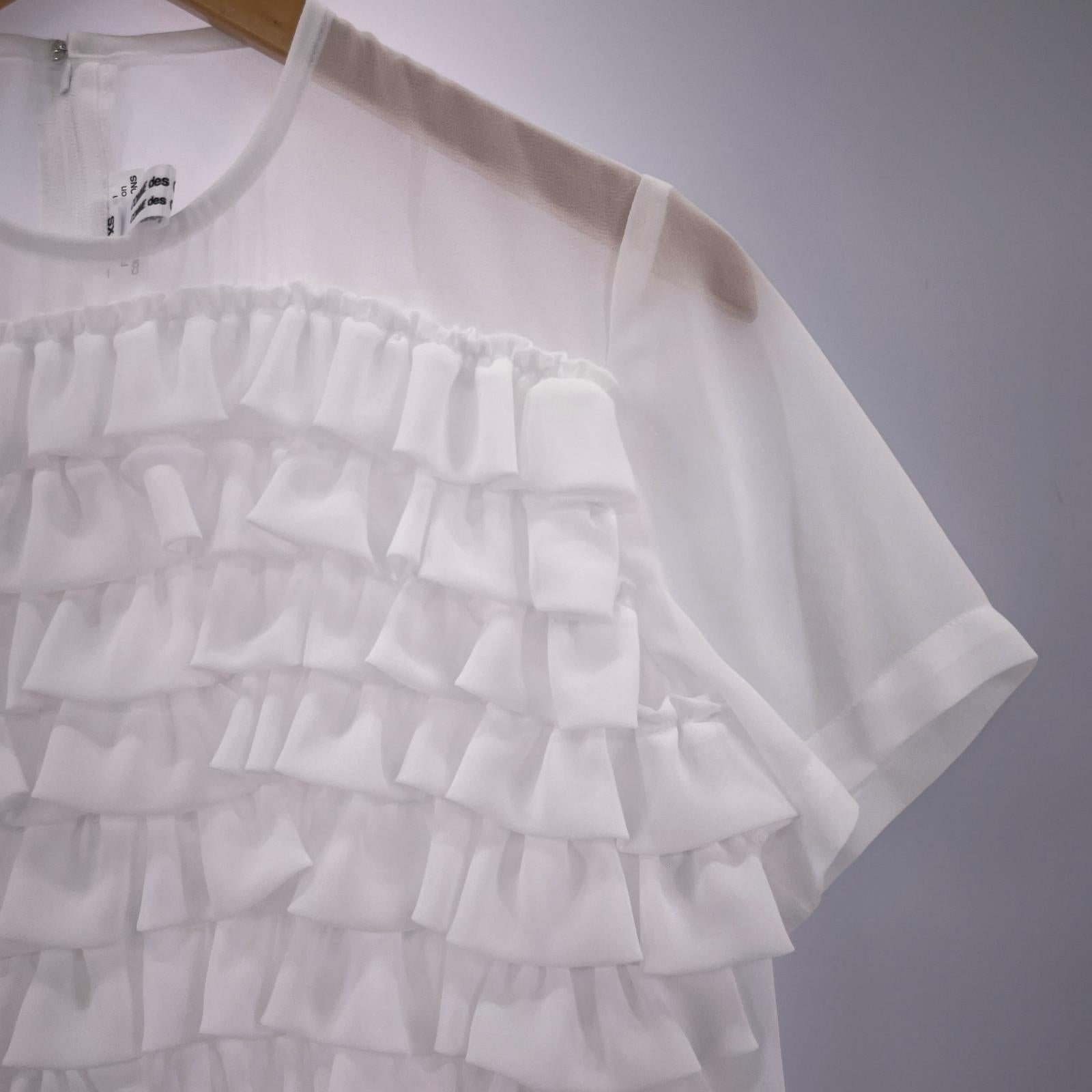 その他トップス COMME des GARCONS COMME des GARCONS シアーフリルブラウス 白 (XS) ホワイト