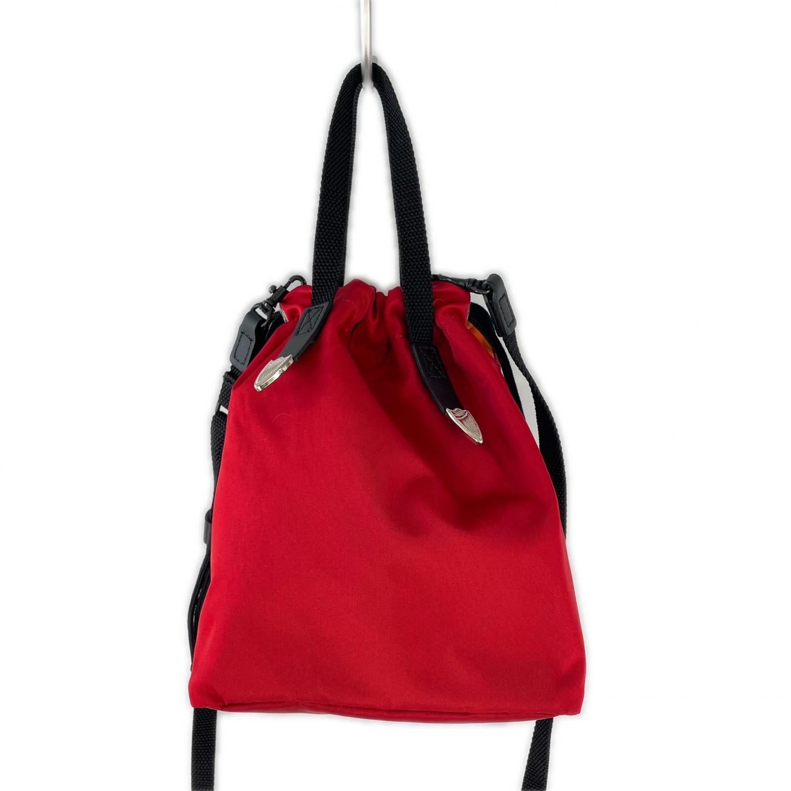 ショルダーバッグ Print drawstring bag 総柄 赤