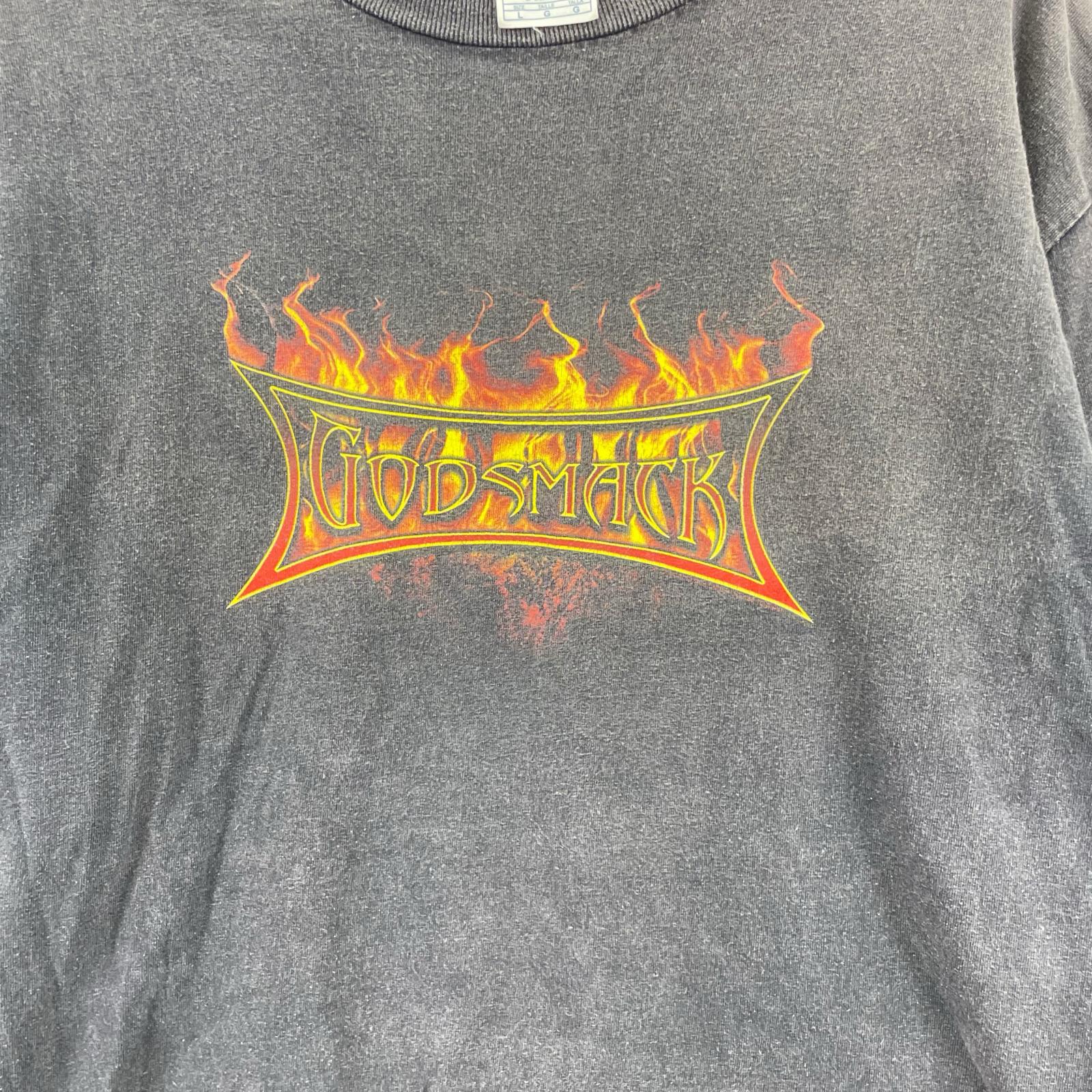 長袖Tシャツ god smack ファイヤーパターン L ブラック