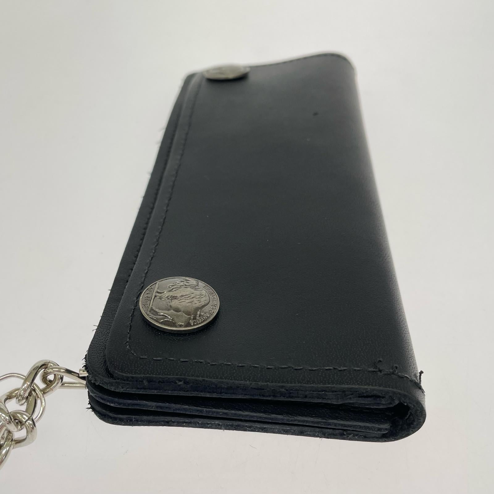 長財布 GENUINE LEATHER トラッカーウォレット ブラック