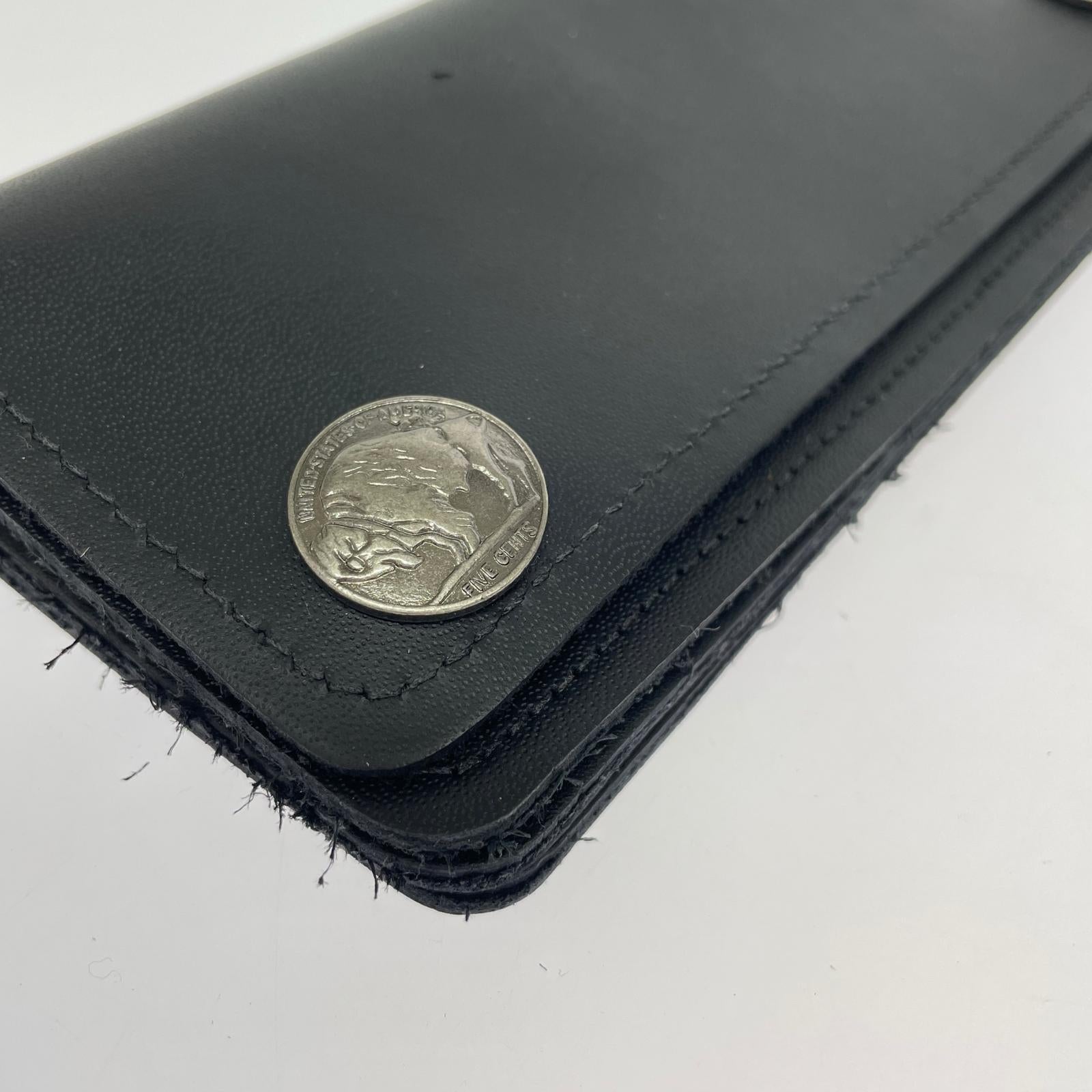 長財布 GENUINE LEATHER トラッカーウォレット ブラック