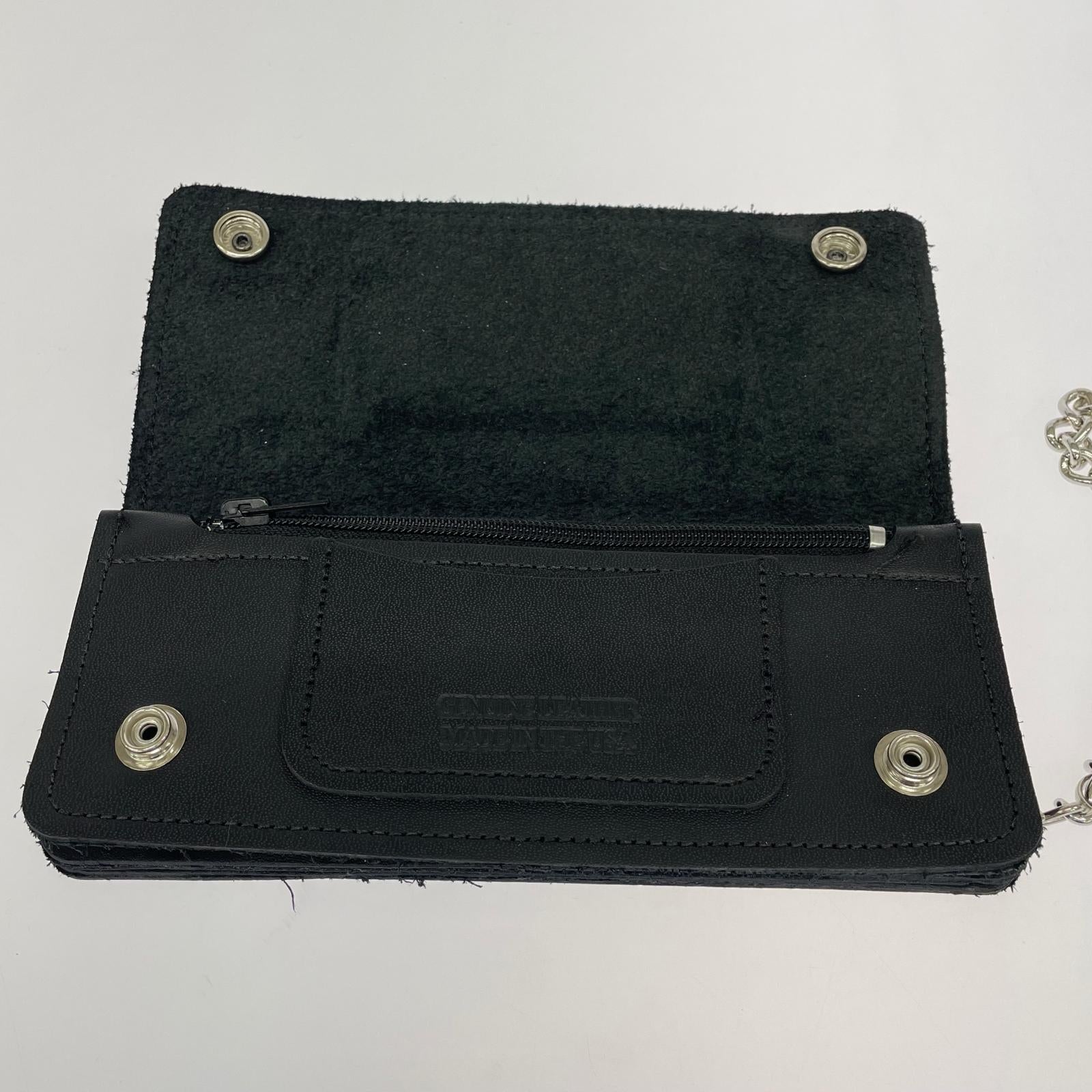 長財布 GENUINE LEATHER トラッカーウォレット ブラック