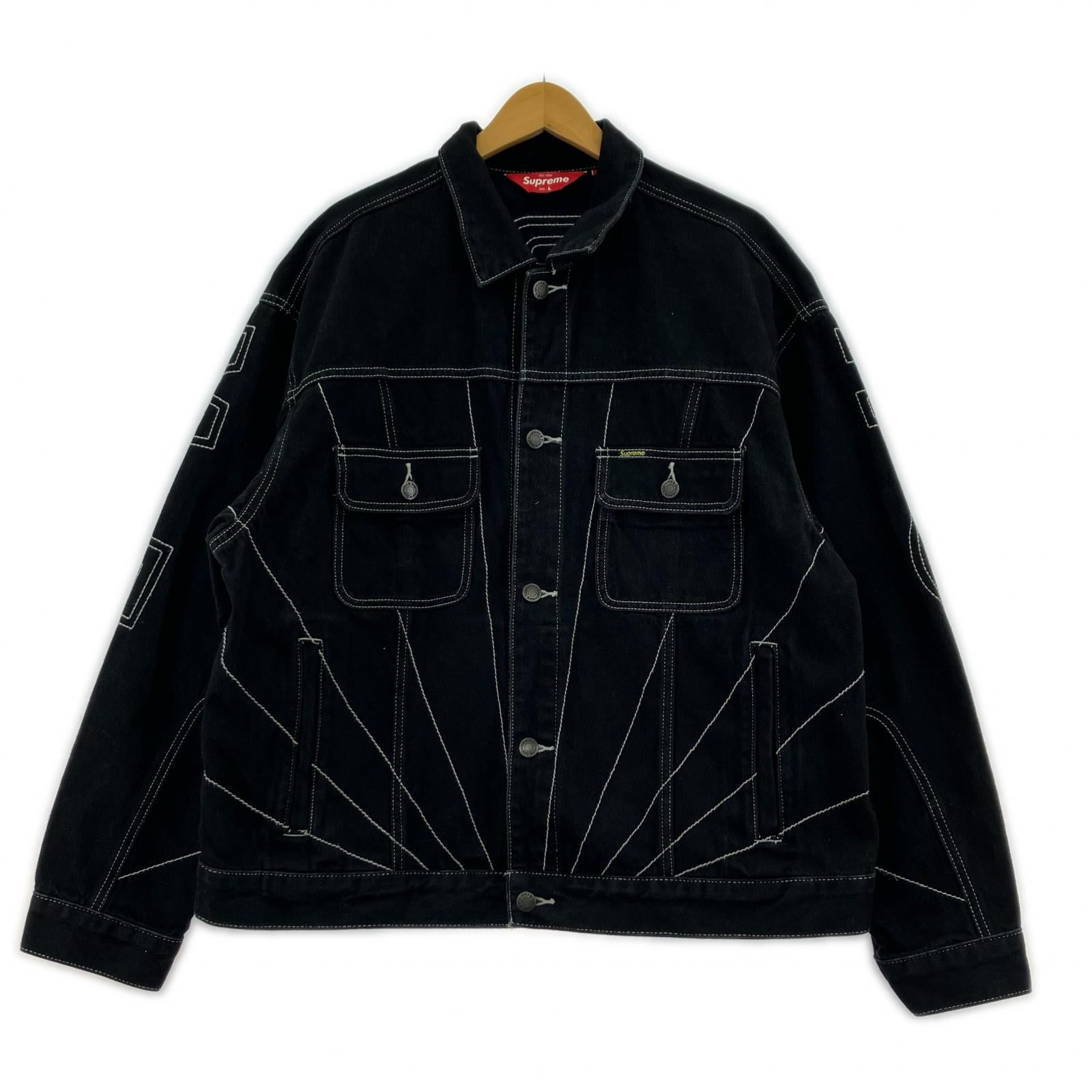 ジャケット Radial Embroidered Denim Trucker Jacket L ブラック