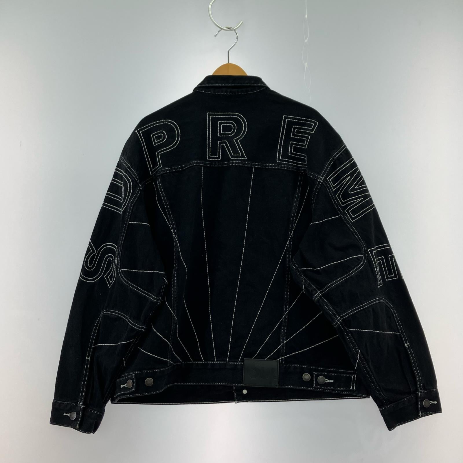 ジャケット Radial Embroidered Denim Trucker Jacket L ブラック