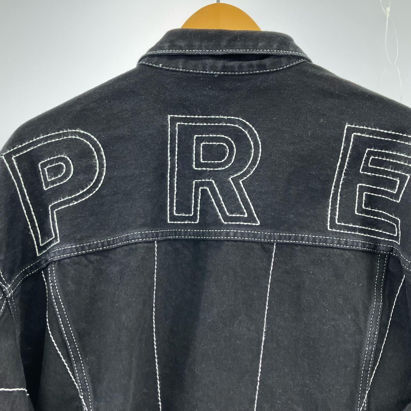ジャケット Radial Embroidered Denim Trucker Jacket L ブラック