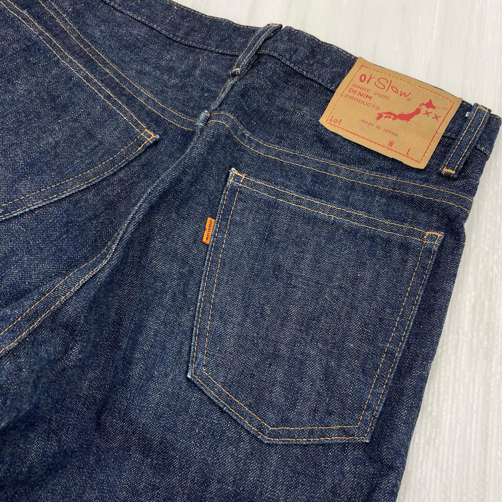 デニムパンツ or slow リジッドデニムパンツ XS 濃紺インディゴ