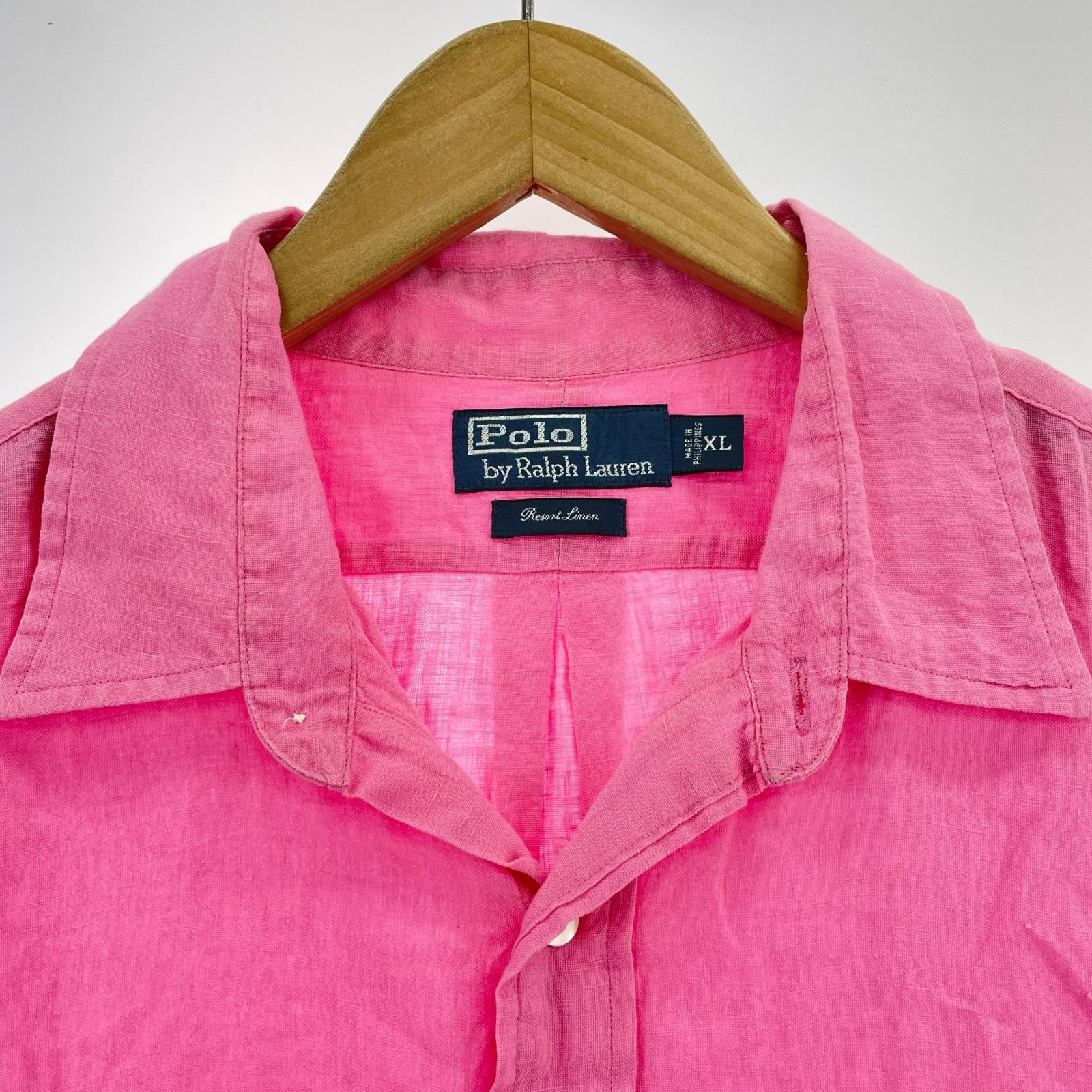 半袖シャツ Resort Linen S/Sシャツ ピンク (XL) ピンク