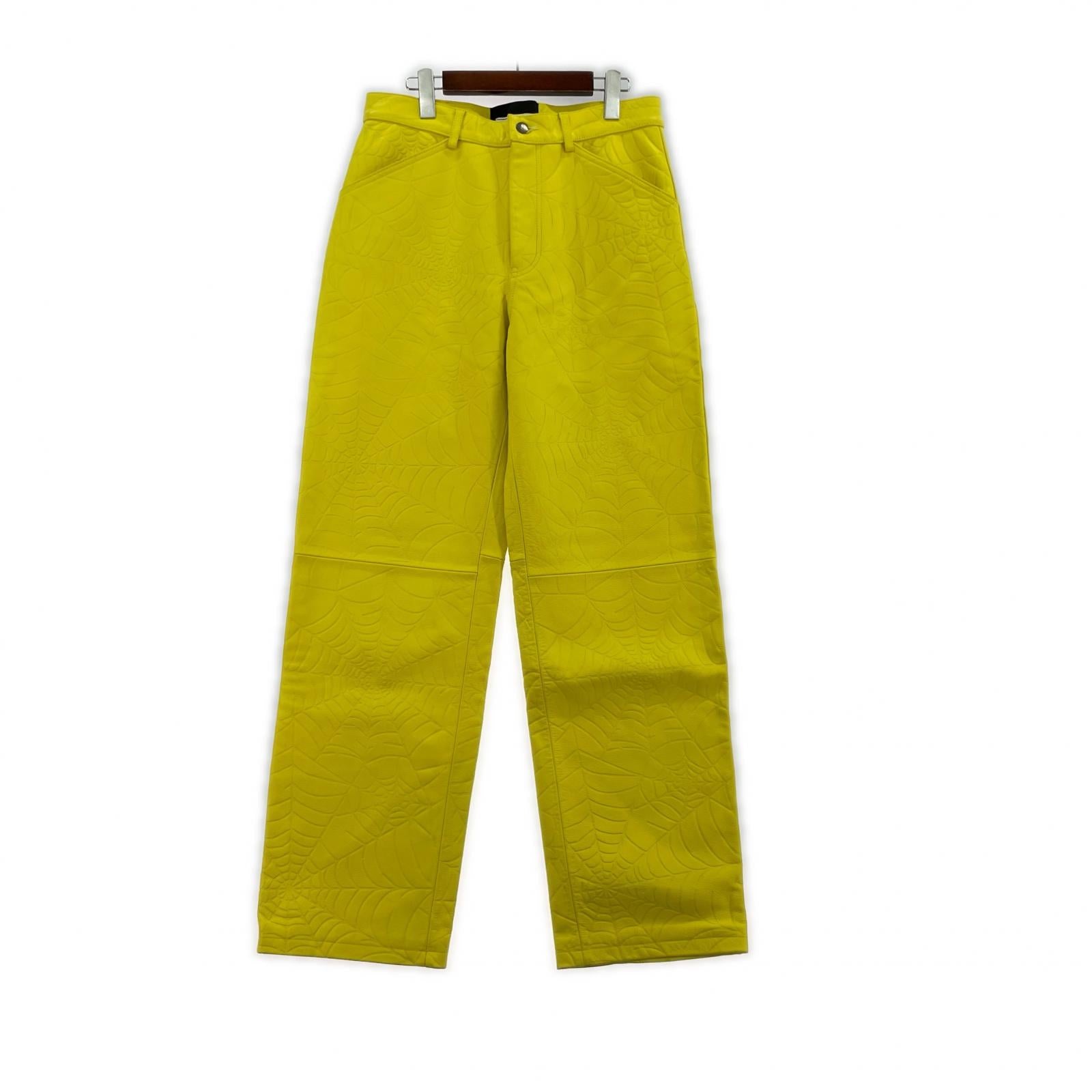 パンツ sp5der 24SS Debossed Web Leather Pant 32 黄 32 イエロー
