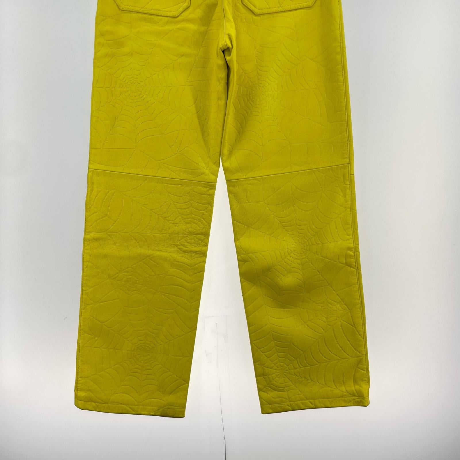 パンツ sp5der 24SS Debossed Web Leather Pant 32 黄 32 イエロー