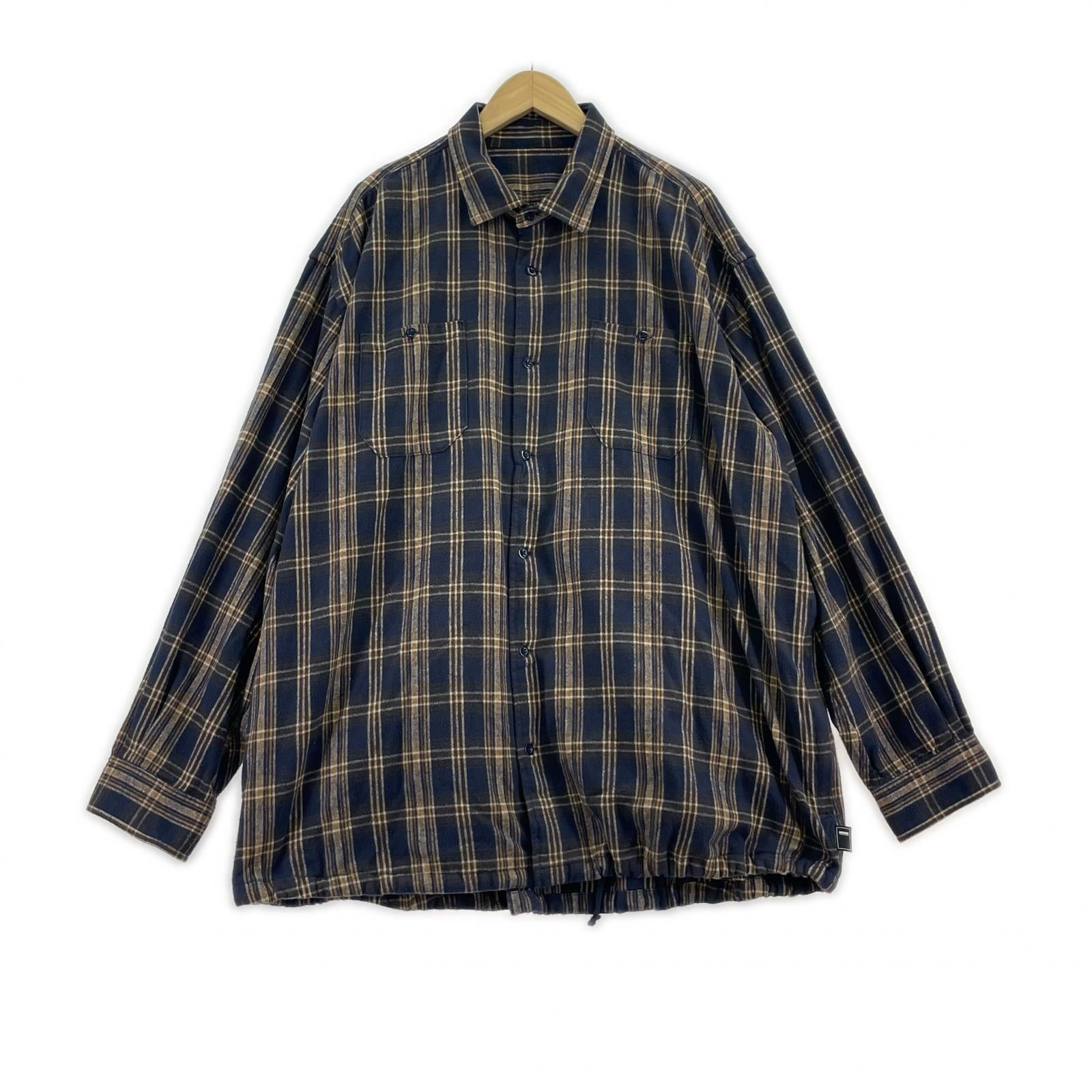 長袖シャツ BROCHURE WORKNEL SHIRTS オーバーサイズネルシャツ XL ブラウン×ネイビー