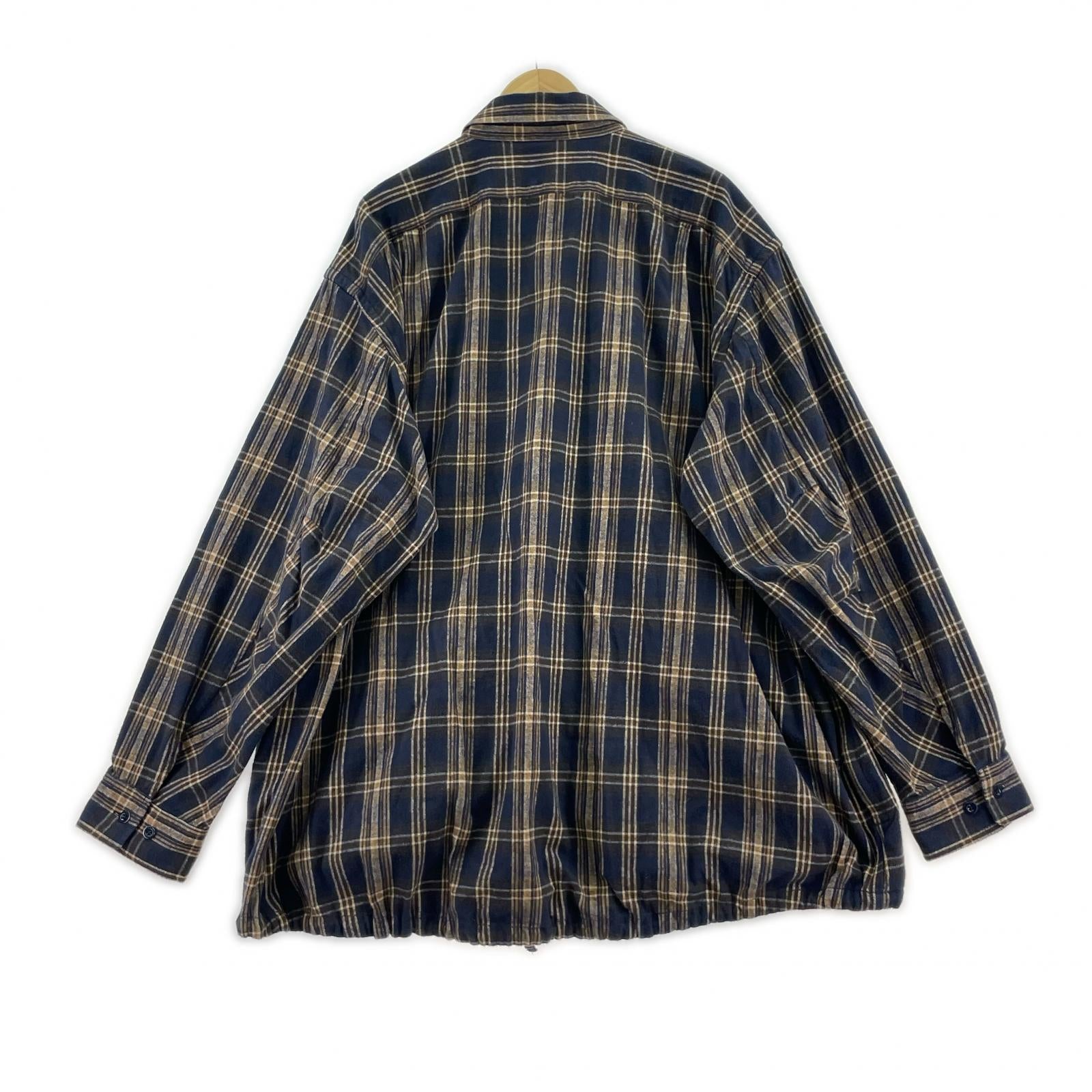 長袖シャツ BROCHURE WORKNEL SHIRTS オーバーサイズネルシャツ XL ブラウン×ネイビー