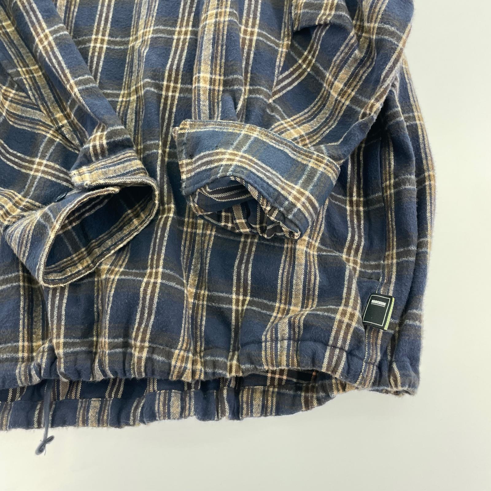 長袖シャツ BROCHURE WORKNEL SHIRTS オーバーサイズネルシャツ XL ブラウン×ネイビー