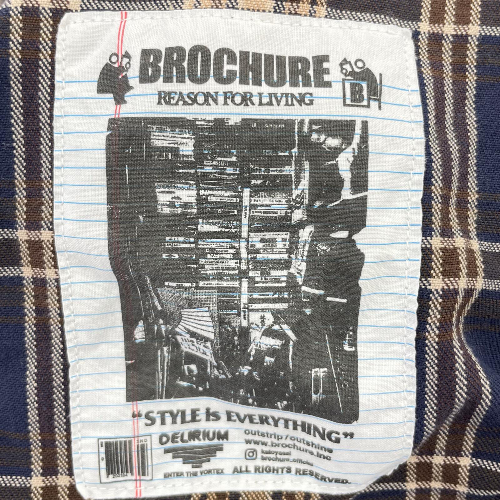 長袖シャツ BROCHURE WORKNEL SHIRTS オーバーサイズネルシャツ XL ブラウン×ネイビー