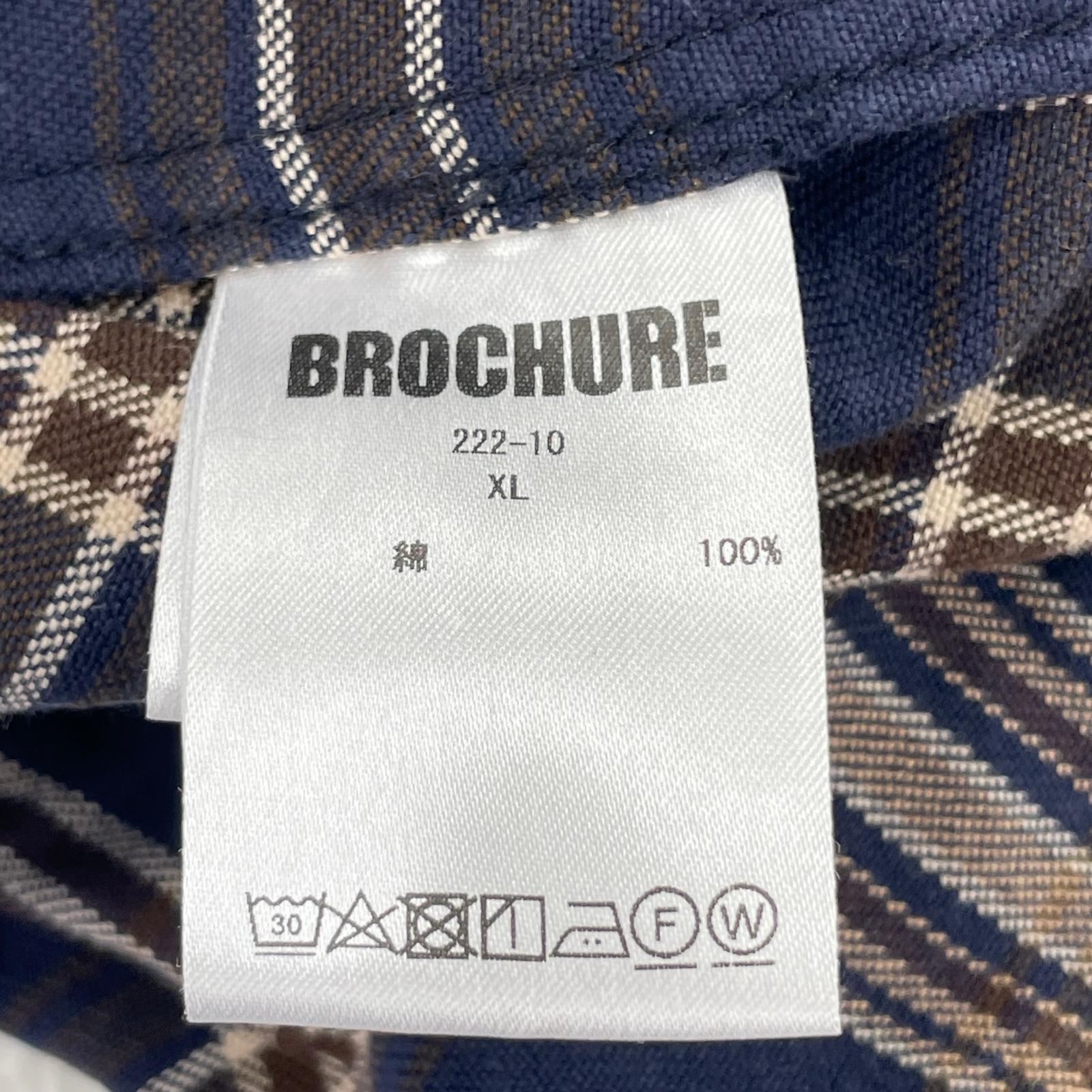 長袖シャツ BROCHURE WORKNEL SHIRTS オーバーサイズネルシャツ XL ブラウン×ネイビー