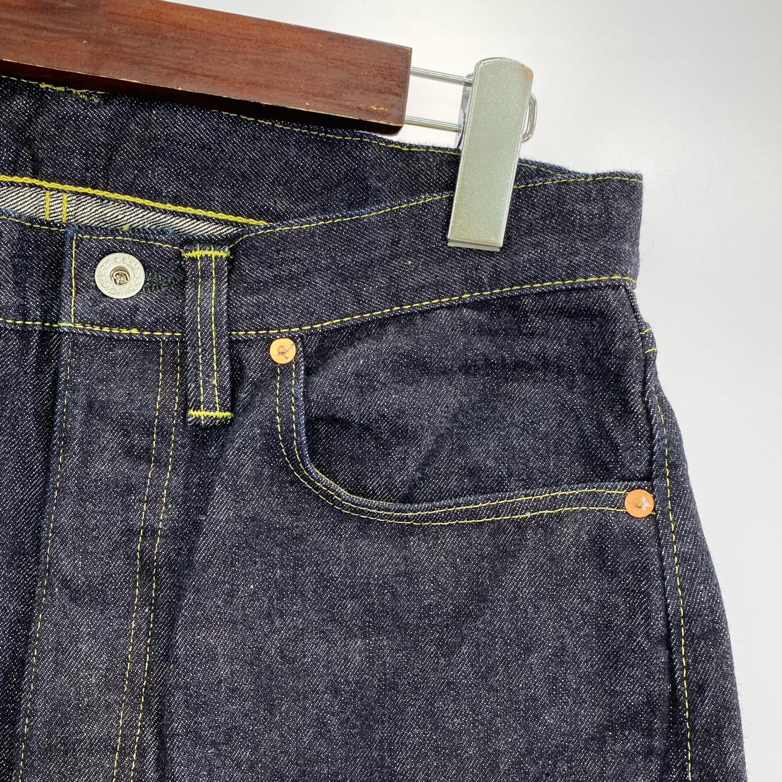 デニムパンツ TCB jeans 大戦モデル ボタンフライデニムパンツ 34 ネイビー