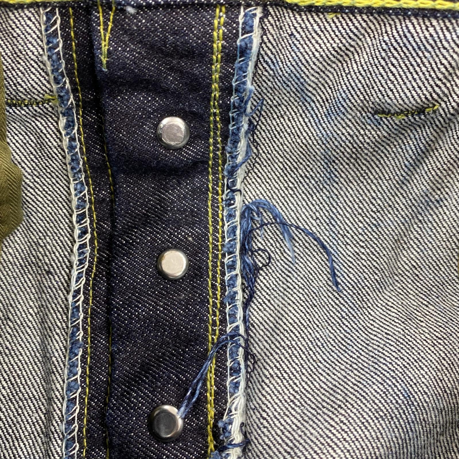 デニムパンツ TCB jeans 大戦モデル ボタンフライデニムパンツ 34 ネイビー
