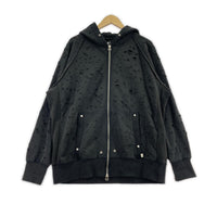 パーカー FAF(Fake As Flowers) Dameged Zip up Hoodie ダメージジップパーカー 3 ブラック ブラック
