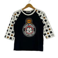 長袖Tシャツ BABY MILO × FELIX THE CAT ラグラン XS ブラック