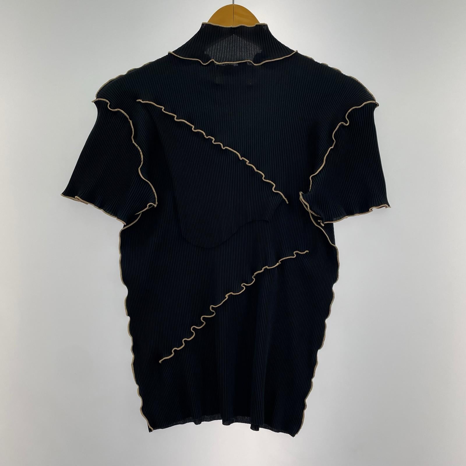 半袖Tシャツ kotohayokozawa todo S/S ハイネックプリーツカットソー 黒 ブラック