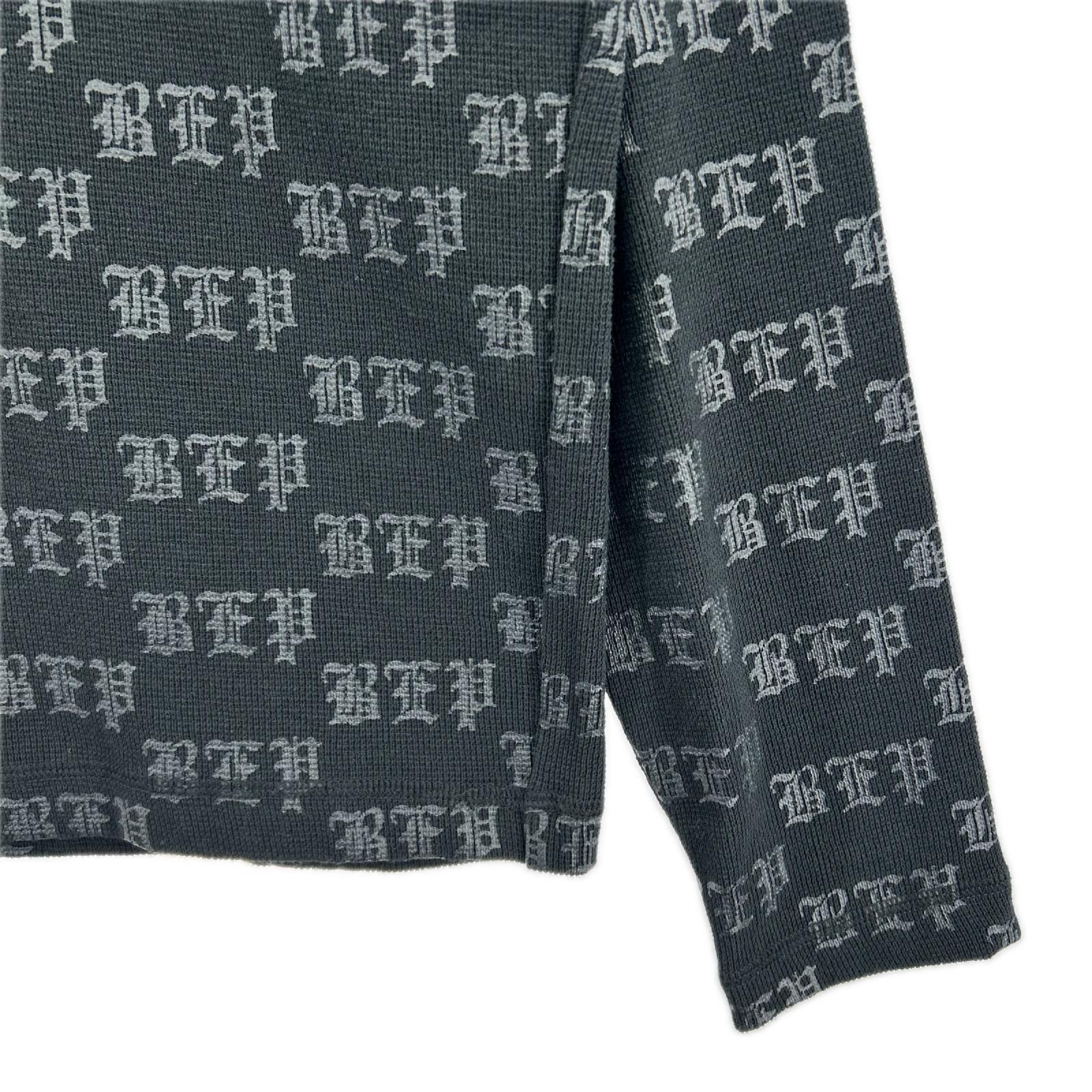 長袖Tシャツ サーマルロンT 総柄 S S ブラック