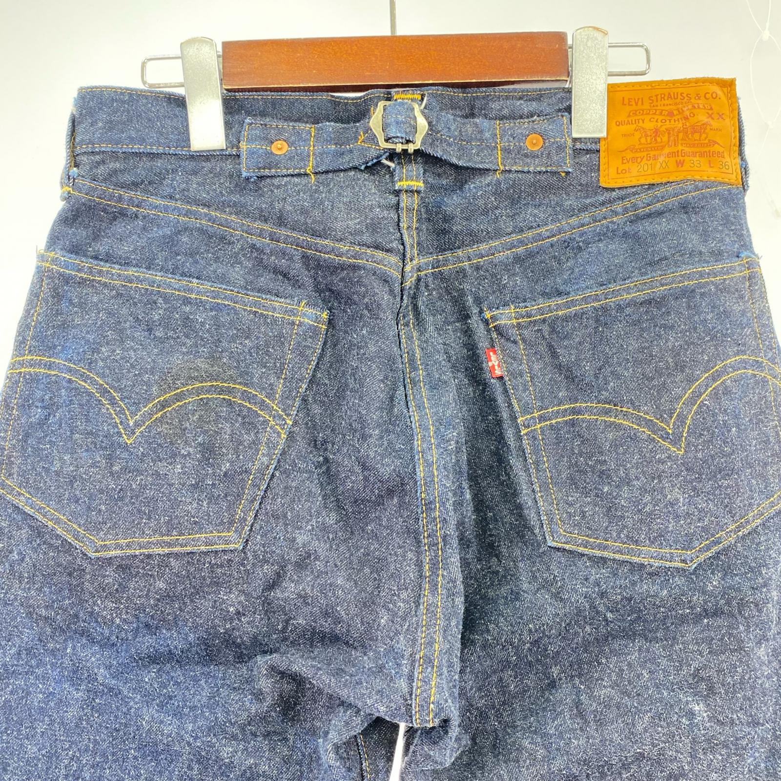 デニムパンツ 98年製 201XX 刻印555 USA製 濃紺 33 ネイビー