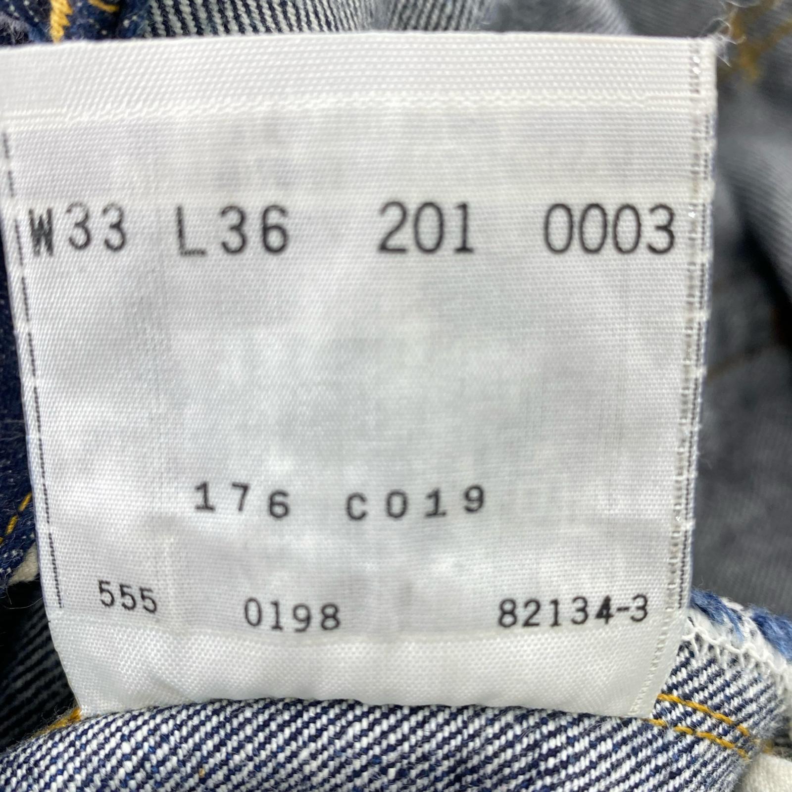 デニムパンツ 98年製 201XX 刻印555 USA製 濃紺 33 ネイビー