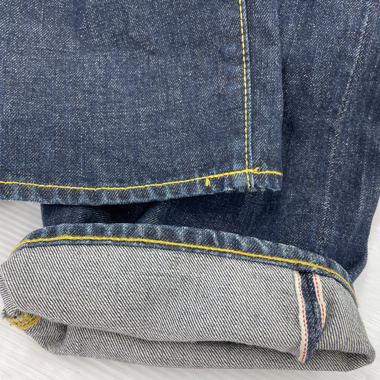 デニムパンツ 家紋 戎 漆黒 刺繍 セルヴィッチデニム-w34 34 ネイビー