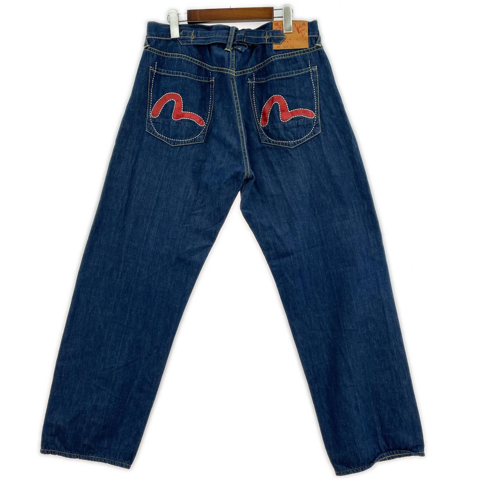 デニムパンツ 0002 黄耳 w34 シンチバック 赤カモメ 34 ブルー