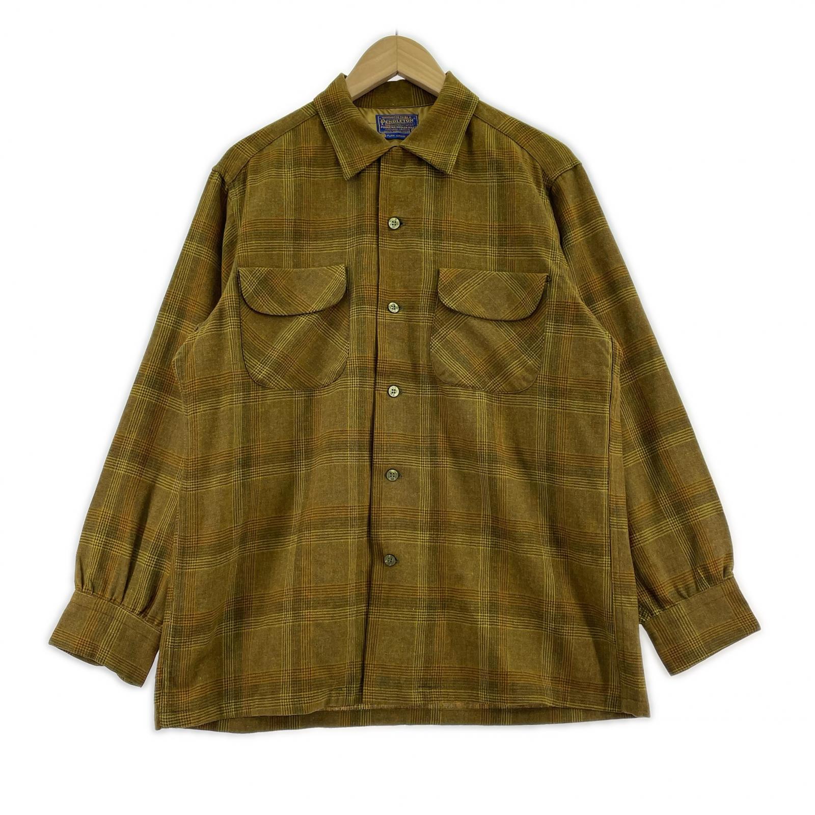 長袖シャツ 60s ボードシャツ チェック 茶(M) M