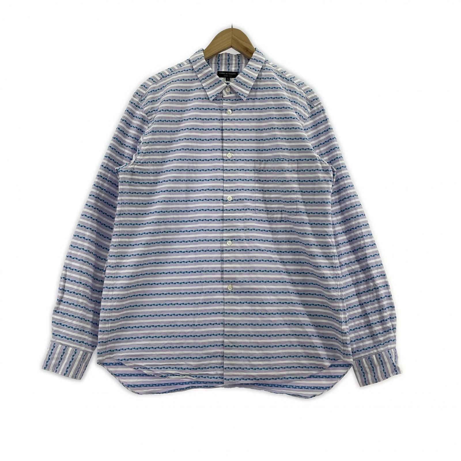 長袖シャツ HOMME PLUS 紫×青 PN-B030 (XL)