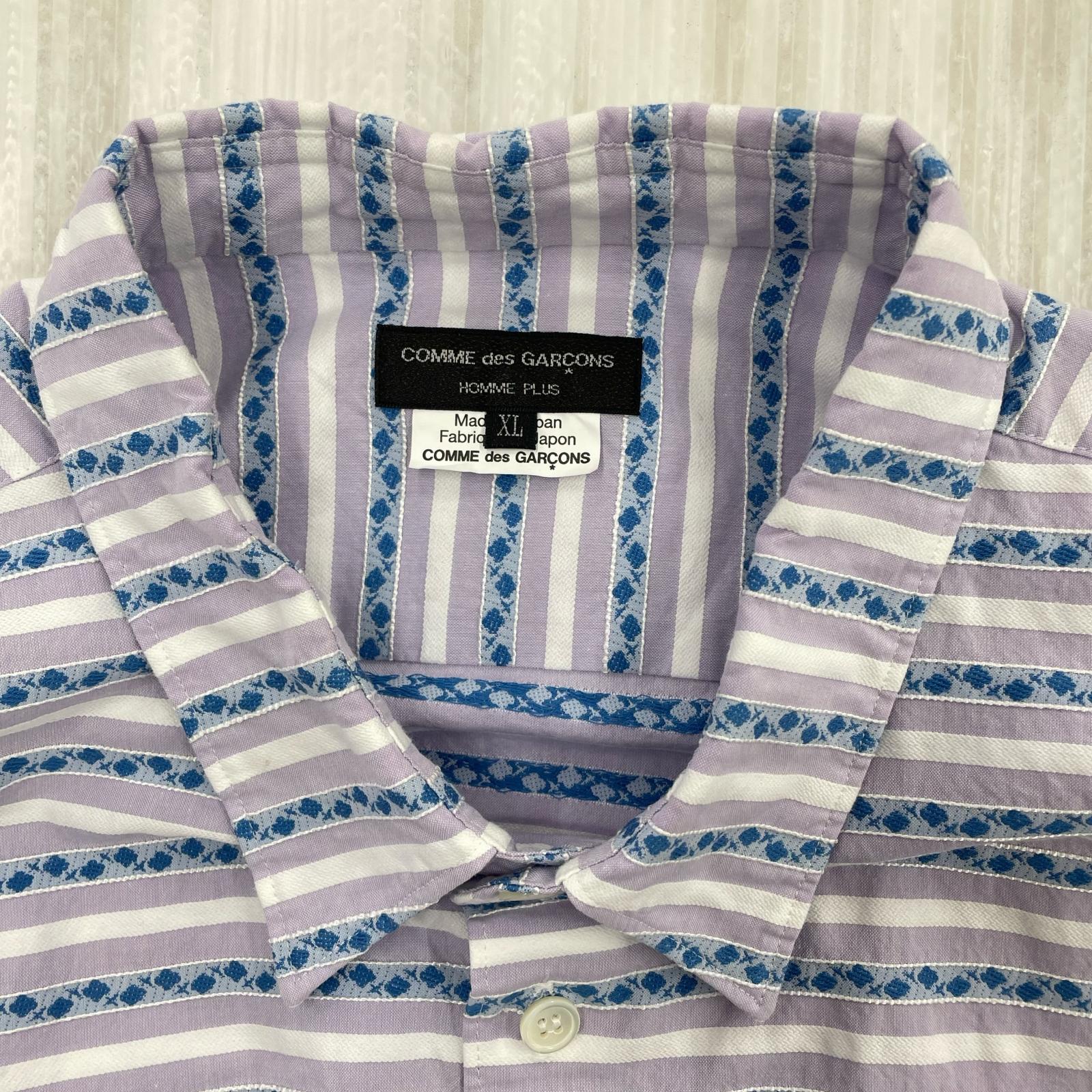 長袖シャツ HOMME PLUS 紫×青 PN-B030 (XL)