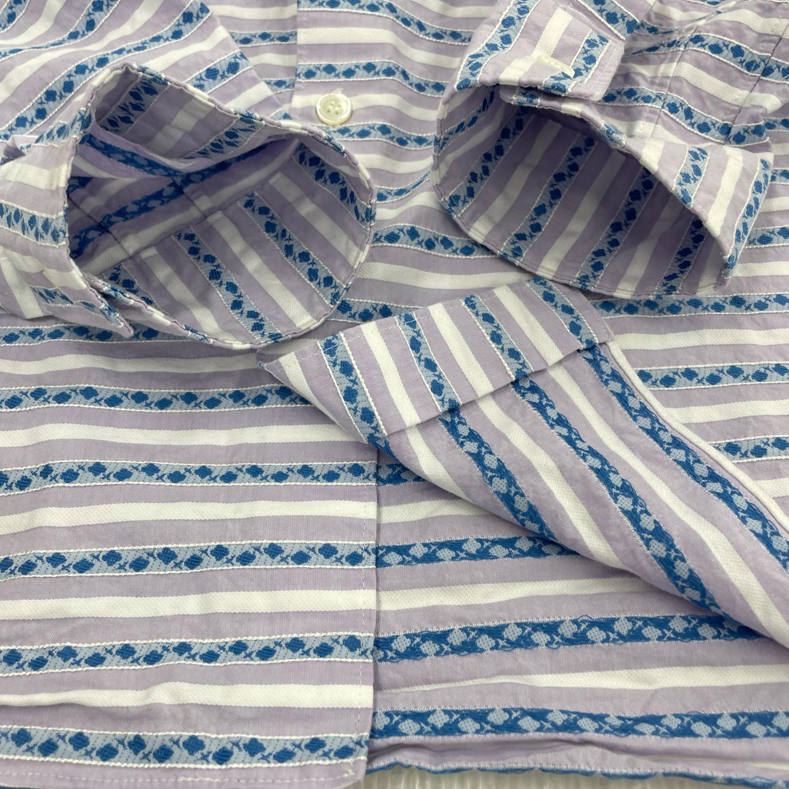 長袖シャツ HOMME PLUS 紫×青 PN-B030 (XL)