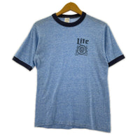 半袖Tシャツ 80s Lite BEER リンガーT (M) M ブルー