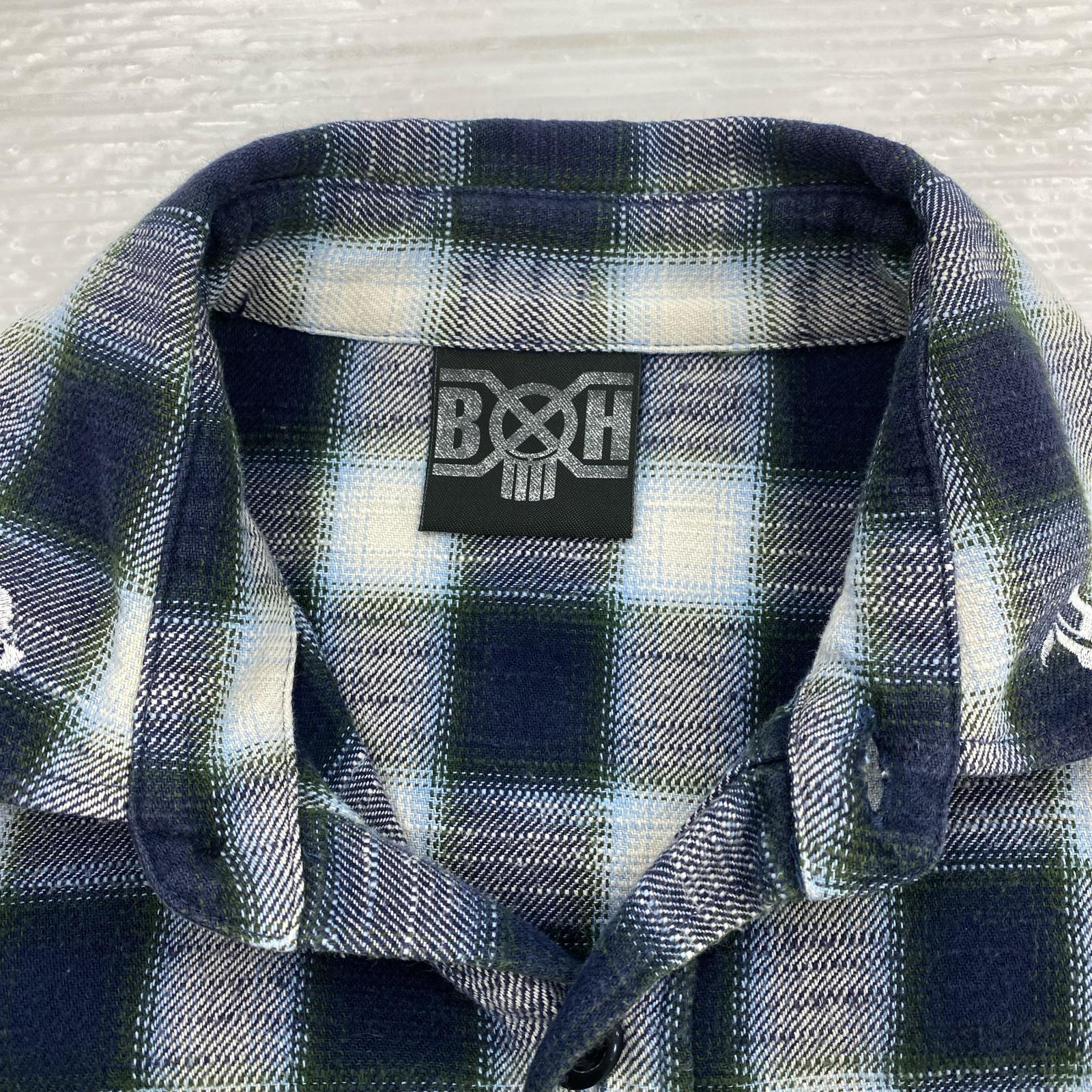 長袖シャツ オンブレチェック 紺 M