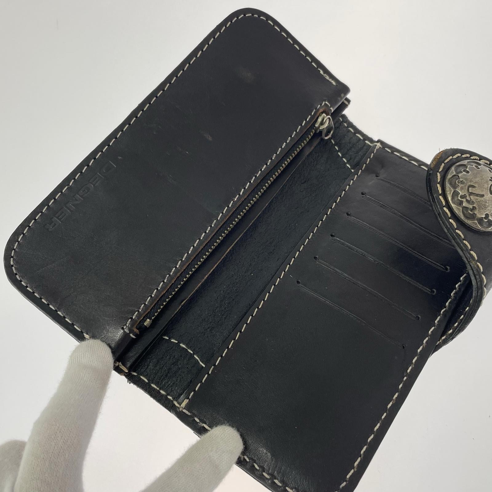 長財布 DEGNER 花山 レザーロングウォレット BLK ブラック
